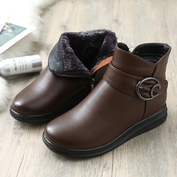 Padded warm leather shoes snow boots - Picture 5 of 6